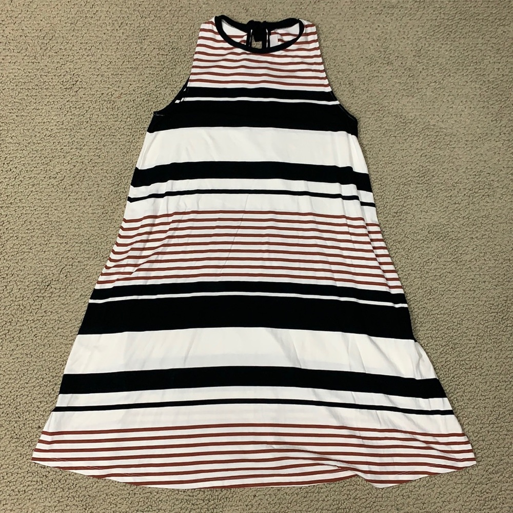Neutral striped swing dress